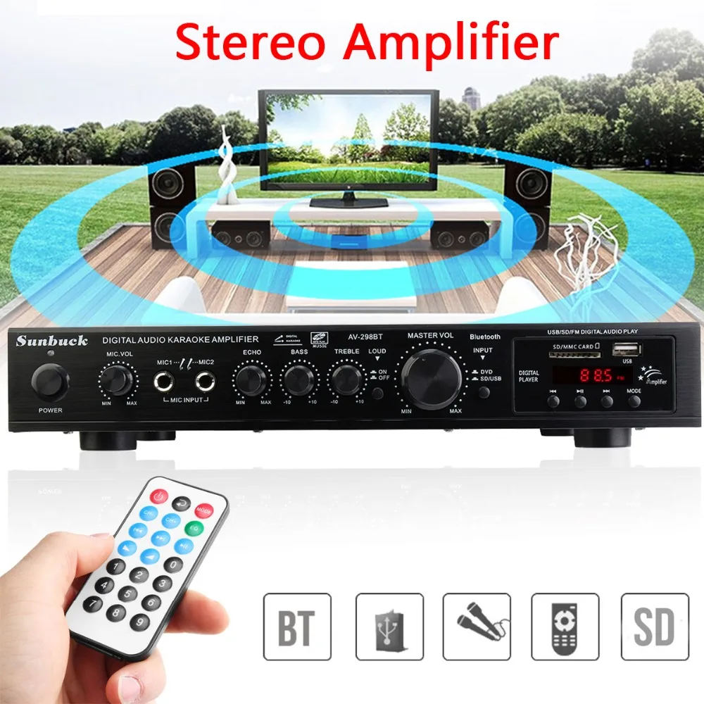 

220V 300W+300W+120W 5CH bluetooth Stereo AV Surround Amplifier Karaoke Cinema PA High Power Digital Audio Amplifier