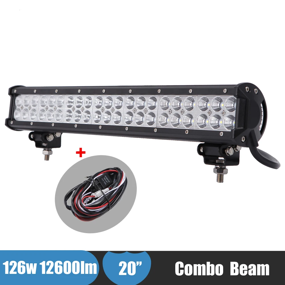 126W 20Inch LED Bumper Light Bar 12v 24v ATV SUV Truck Forklift Car 4x4