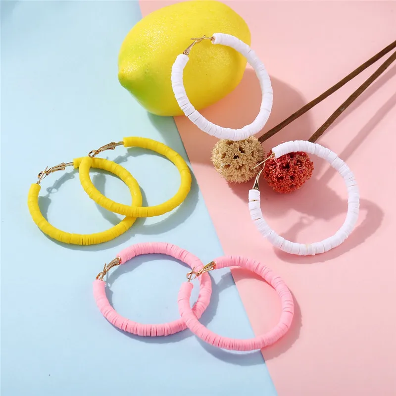 

NEWBUY Candy Color Hoop Earrings 55mm Big Circle Earring Brincos Loop Earrings for Women Jewelry Oorbellen Wholesale