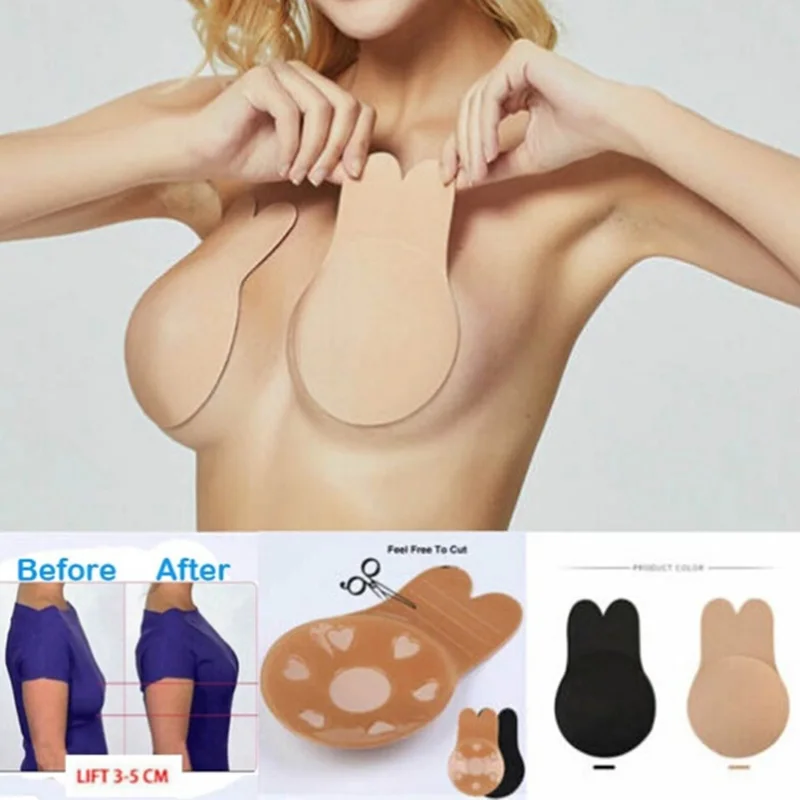 

Strapless Adhesive Bra Self Adhesive Nipple Breast Pasties Cover Reusable Silicone Invisible Lingerie Pad Enhancers Push Up Bra