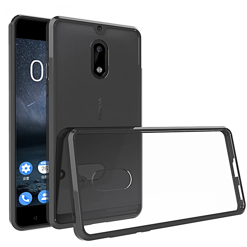 Жесткий чехол для Nokia 6 прозрачный Гибридный Силиконовый ударопрочный бампер 1