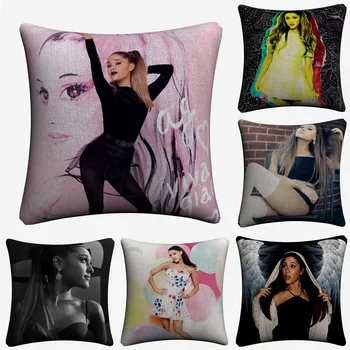 

Ariana Grande Sexy Artwork Soft Cotton Linen Cushion Covers 45x45cm Vintage Pillowcase For Sofa Home Decoration Almofada