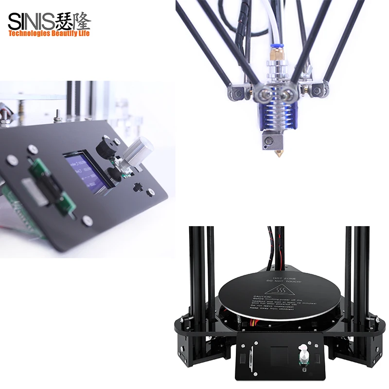 Sinis Delta 3d принтер Pully версия Автоматическая платформа плюс большой размер печати
