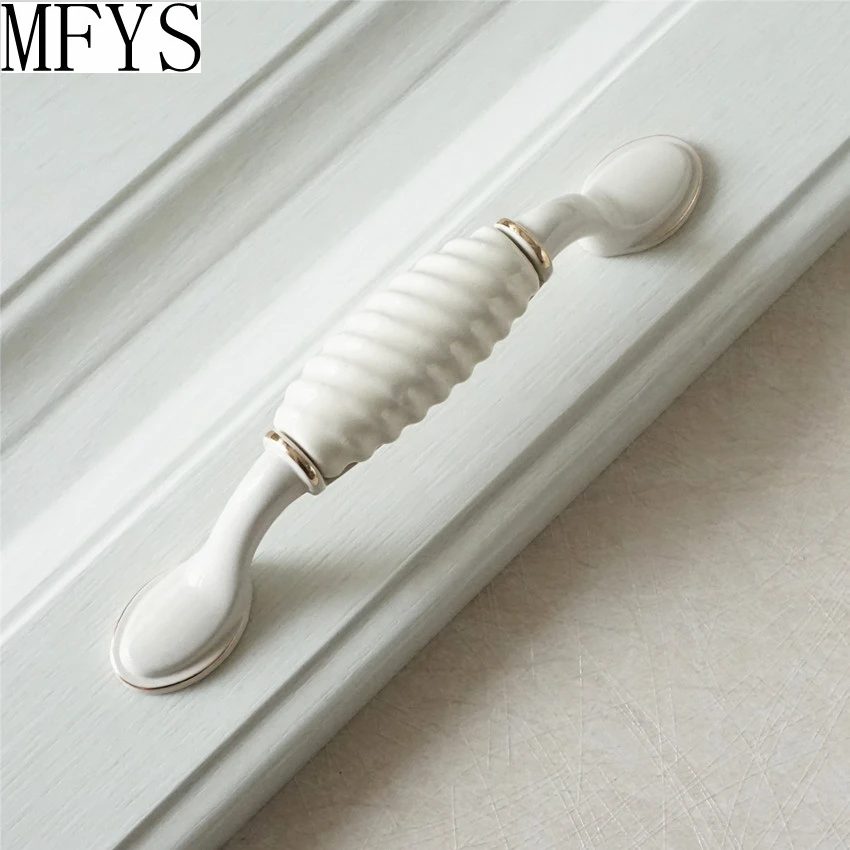 3.75" European Ivory White Ceramic Handles Door Handles Knobs Pulls Dresser Pulls Kitchen ...