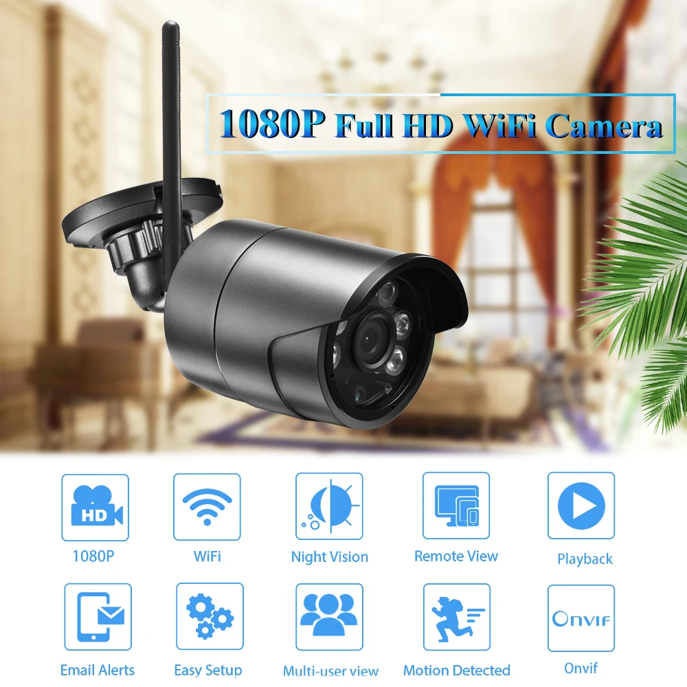 Gadinan Full HD 1080P Аудио беспроводной проводной ИК светодиоды Открытый Wifi IP камера 2MP CCTV камера; sd-карта слот Макс 128G Бесплатный адаптер