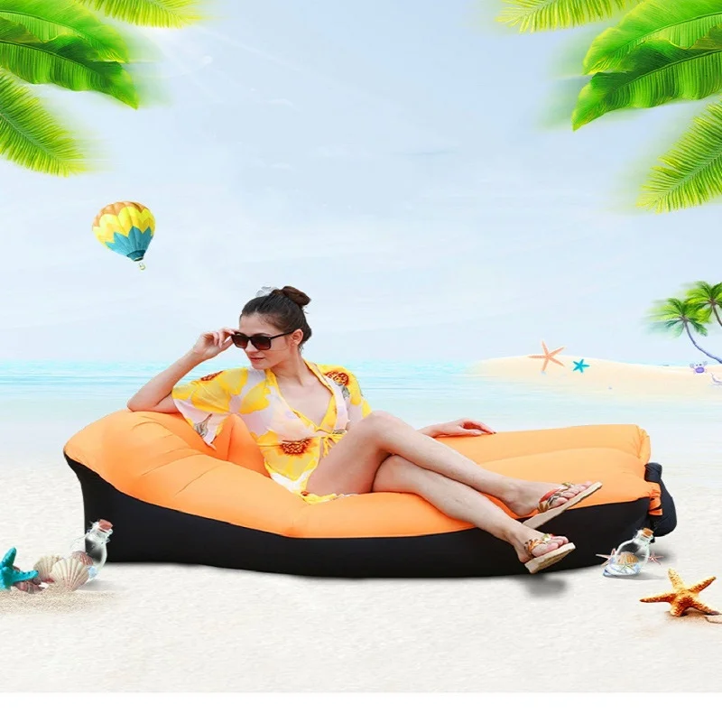 

2019 New Outdoor Lazy Sofa 240*70cm Camping Portable Folding Rapid Inflatable Air Sofa Beach Lounge Blow-up Lilo Bed