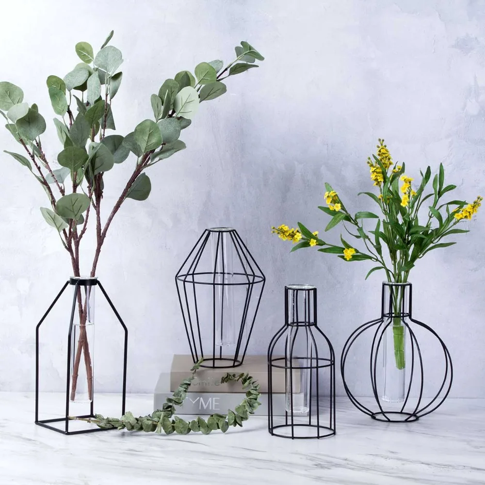 

OTHERHOUSE Iron Shelf Flower Vase Tabletop Plant Bonsai Art Creative Decor Flowers Terrarium Container Garden Home Decoration
