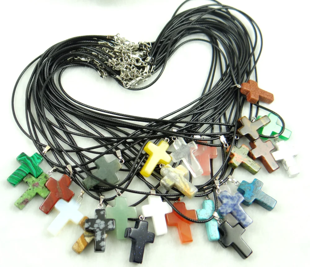 Natural stone tiger eye Turquoises Quartz Crystal cross pendant for diy Jewelry making necklace Accessories 1pcs 6