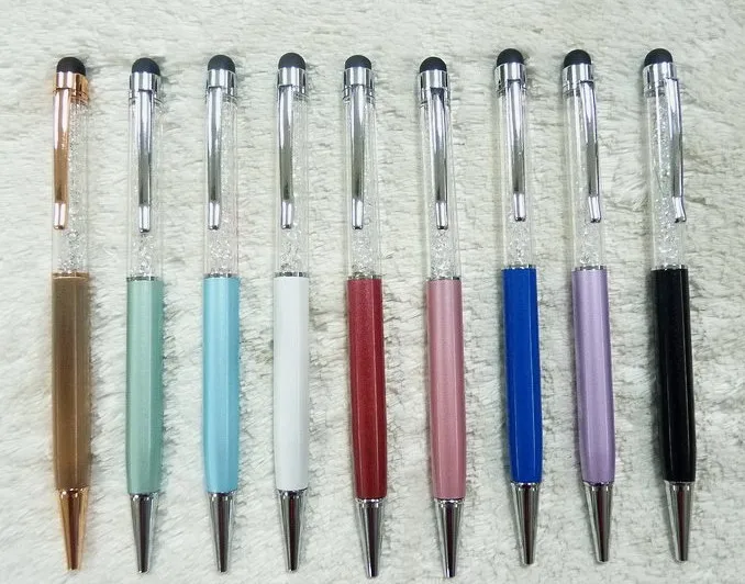 New Fashion 10pcs 2 in 1 Crystal Mobile Phone Stylus pen Bling Clear Touch Screen Pen Free Shipping