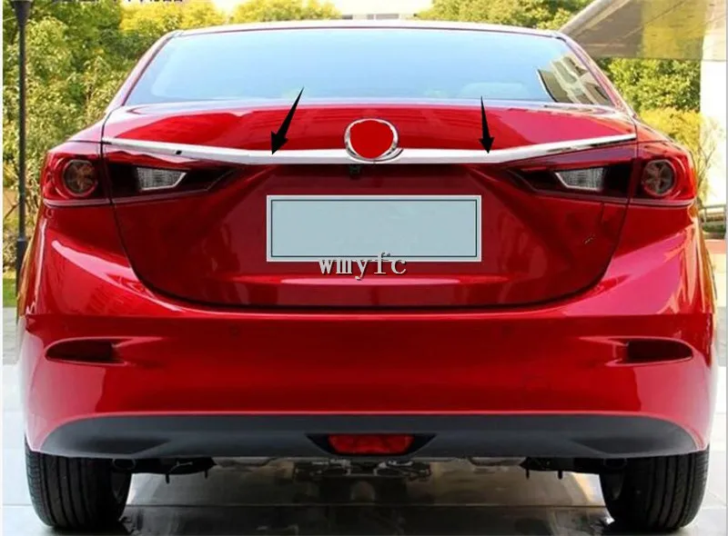 

For Mazda 3 Axela Sedan 4dr 2014 2015 2016 2017 2018 Chrome Rear Trunk Lid Cover Tailgate Door Handle Trim Garnish Molding Strip