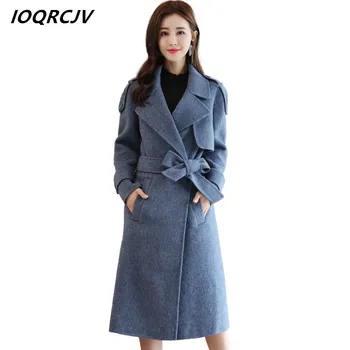 

2018 New Blend Cashmere Alpaca Coats Female Overcoat Lapel Coat Women Coat Blend Woolen Coat Outerwear Casaco Winter S37