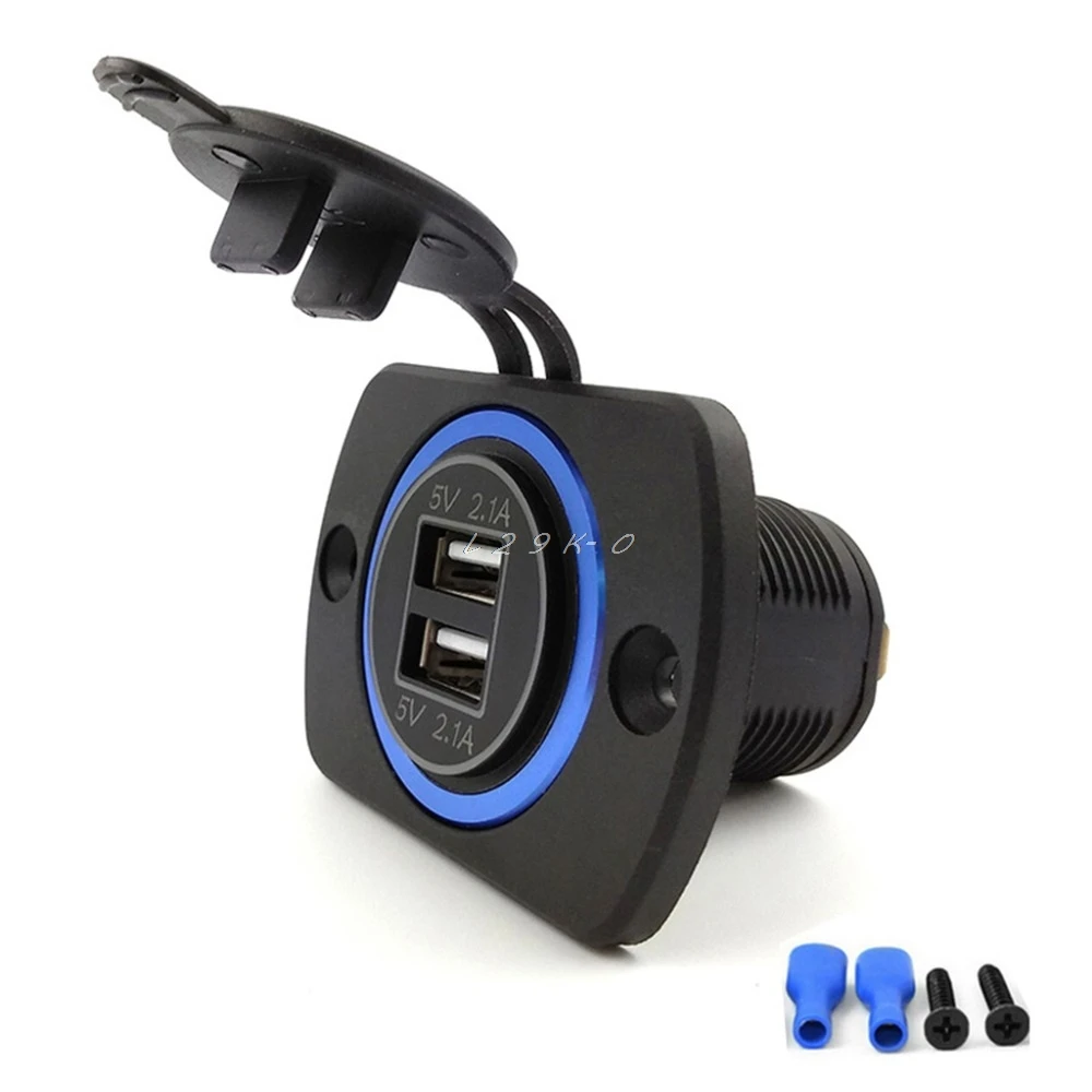 OOTDTY DIY 12V 24V Dual USB Автомобильное зарядное устройство Панель питания 5V 2.1A для