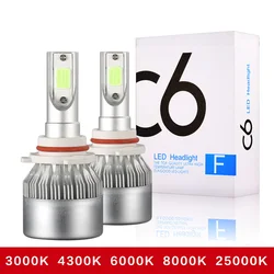 2x H7 LED H11 H4 Hi/Lo H1 H3 H8 HB1 HB3 HB4 HB5 PS24W HIR2 H13 H16 H27 9005 Lâmpadas Dos Faróis Do Carro 3000K 4300K 6000K 8000K COB C6