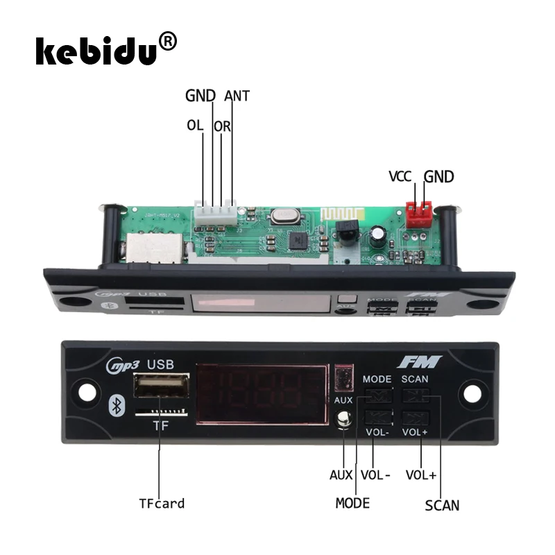 

kebidu 2019 Wireless 5V 12V Bluetooth MP3 Player WMA Decoder Board Car Audio USB TF FM Radio Module with Remote Control For Car