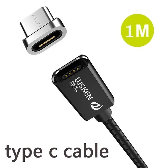 Wsken X1 Магнитный кабель type-C для iPhone, зарядное устройство, магнитный USB C type-C шнур, быстрая зарядка, Micro USB кабели для samsung Xiaomi mi8 - Цвет: Type c cable Black