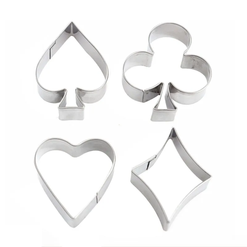 4pcs Fancy Poker Card Cookie Cutter Fondant Cake Mould Set Spade Club Diamond UK