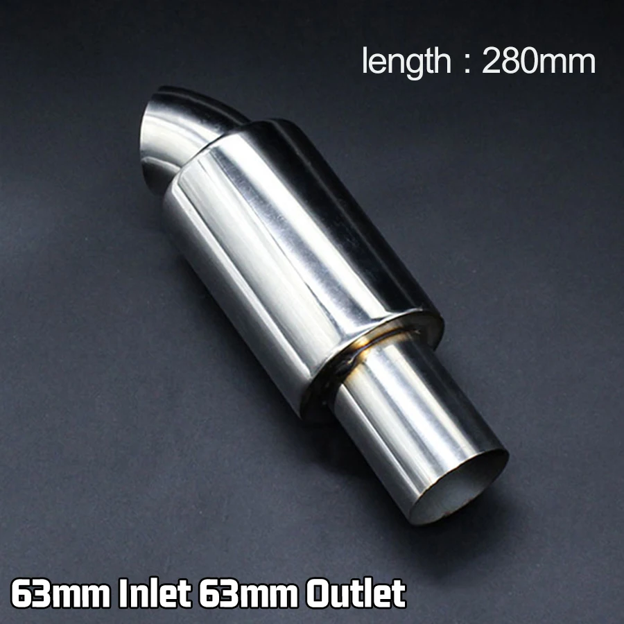 

Universal 2.5 "inlet to 2.5" outlet Car Muffler Resonator Bent Stainless Steel Polished Exhaust Pipe Tip