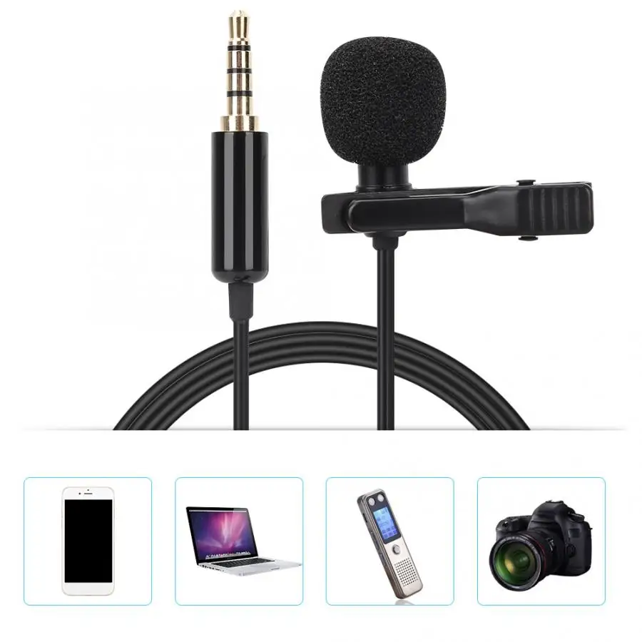 

1.5M 3.5mm Portable Metal Lavalier Collar Clip-on Camera Microphone for Mobile Phone Camera Recording Microphone