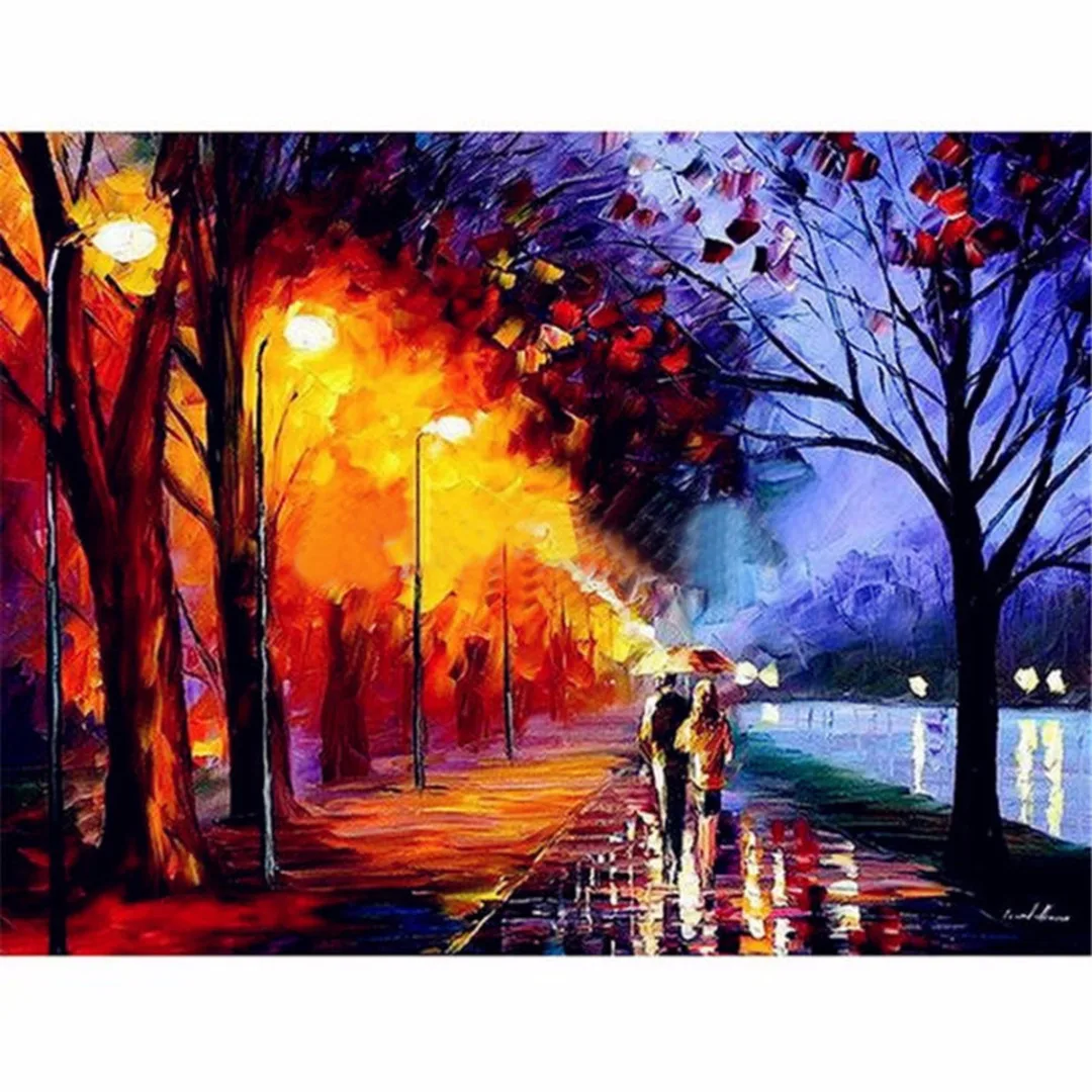 JX-LCLYL New DIY 40*50cm Paint By Number Kit Digital Oil Painting Canvas Street Lights | Дом и сад