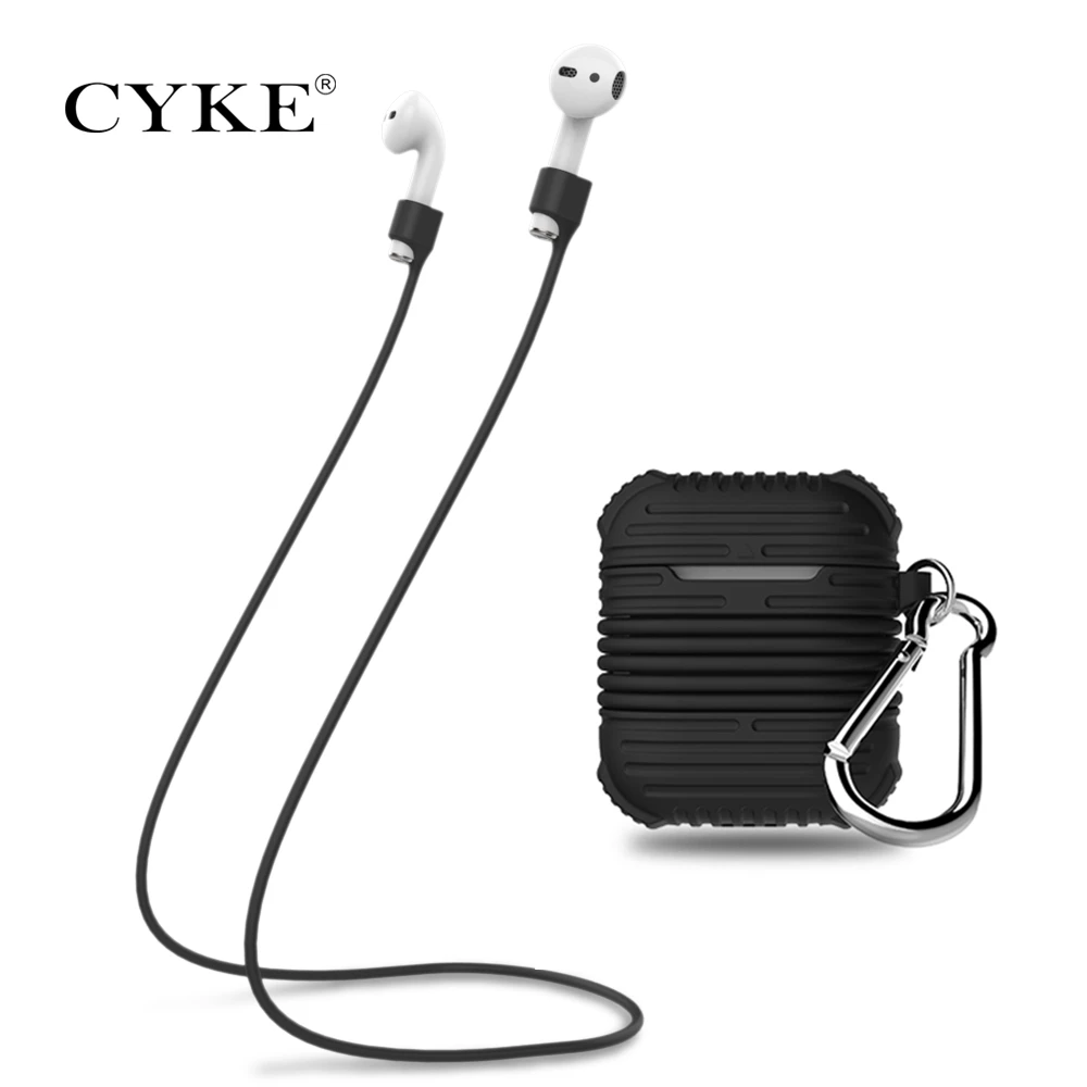 

CYKE Bluetooth earphone protective cover For Apple Airpods Silicone Case with Earbuds Strap and Hook Protector Case for Air Pods