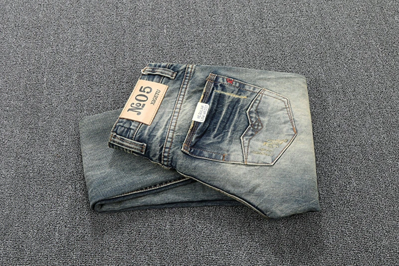 Итальянские винтажные дизайнерские мужские джинсы, высококачественные хлопковые зауженные рваные джинсы, мужские брюки, Брендовые мужские классические простые джинсы