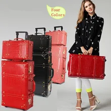 Wholesale Women retro travel luggage bags set 13 22 24inch pu leather trolley luggage sets high