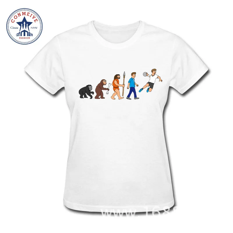 

T shirt Women Newest Fashion Funny Custom Evolution handball comic Tee Cotton o-neck print short sleeve top women tshirt