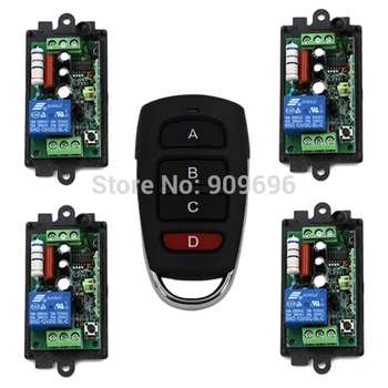 

220V 110V 1CH Radio remote control switch light lamp LED ON OFF 4Receiver + 1transmitter Learning Code