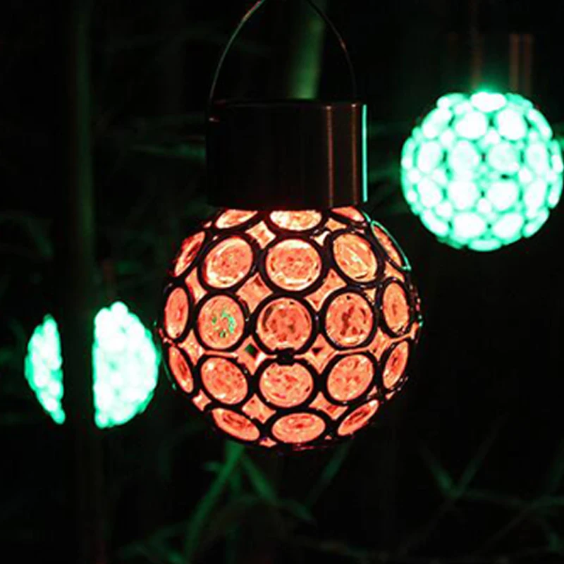 Solar Lamp Outdoor Waterproof LED Solar Light Colorful Hollow Ball Hanging Lamp LED Solar Powered Control Lamps Light Yard Lamp (7)