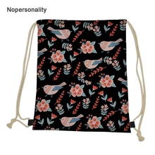 Nopersonality Pretty Floral Birds Print Women Drawstring Bags Lightweight Female Travel Storage Bag Portable Girls Backpack