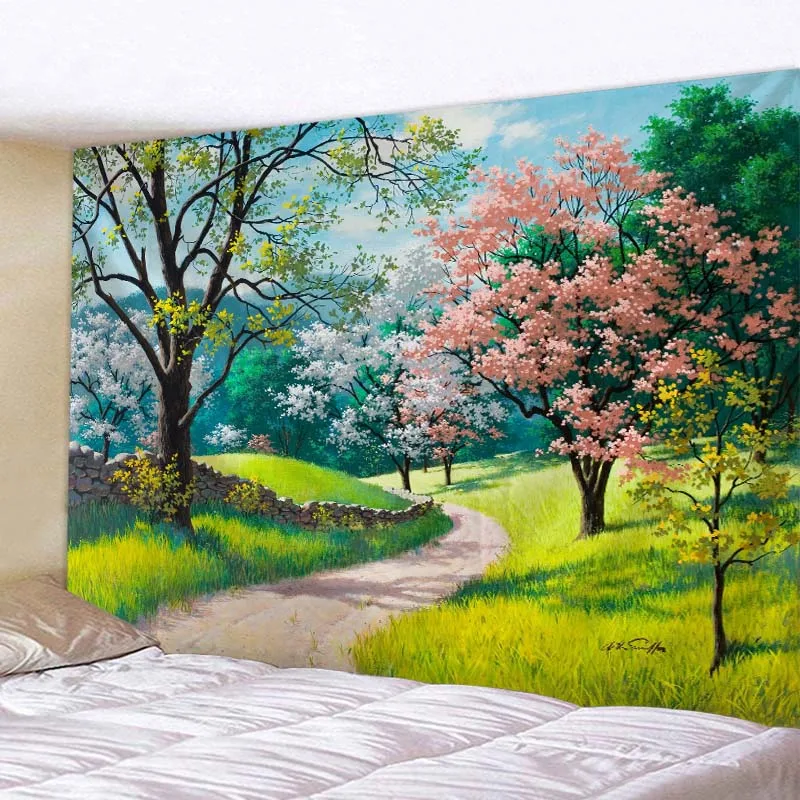 

The Beautifu Scenery In Spring Tapestry Livingroom Bed Room Printed Decoration
