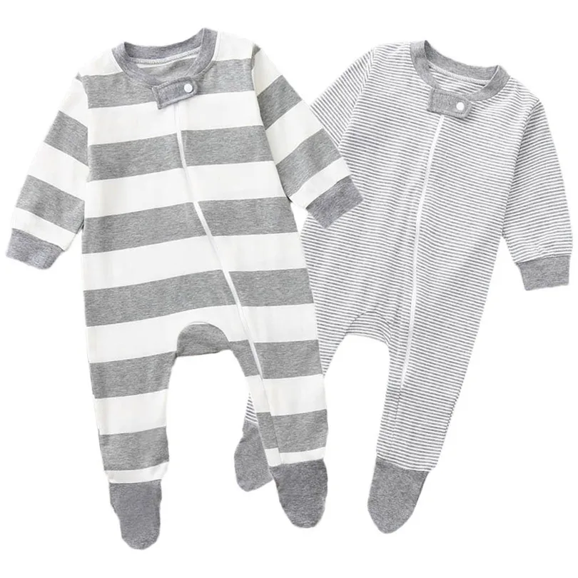 2019 new Newborn Baby Girls Boys Long Sleeve Zipper Packs Stripe Romper Jumpsuit Clothes fashion design (1)