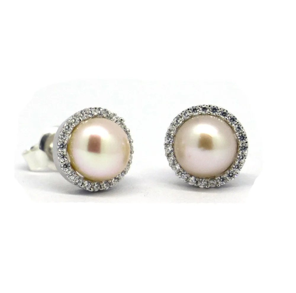 

Solid 925Sterling Silver&Cultured Freshwater Pearl Stud Earring