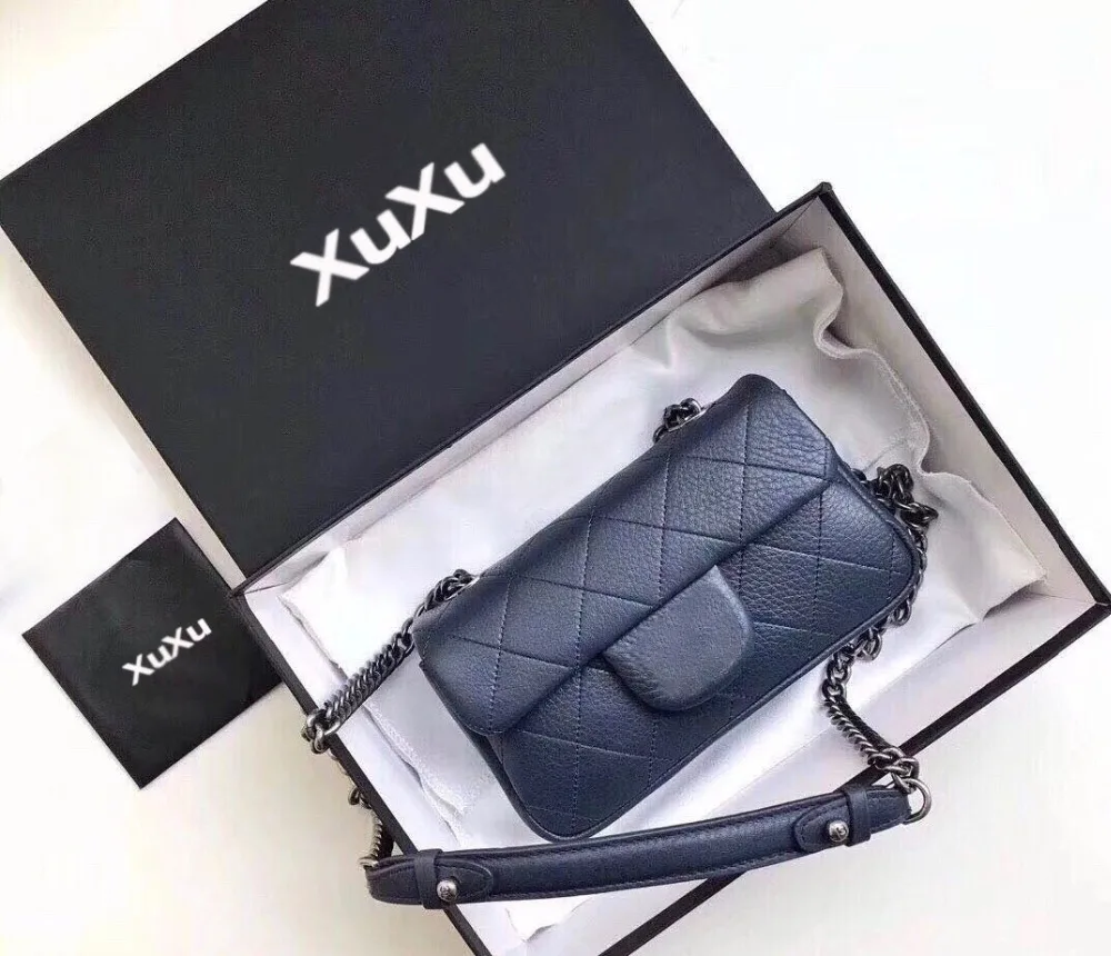 

XUXU women top quality bag classic handbag Head Layer lychee tattoo cowhide shoulder bag Lambskin & Silver-Tone Metal