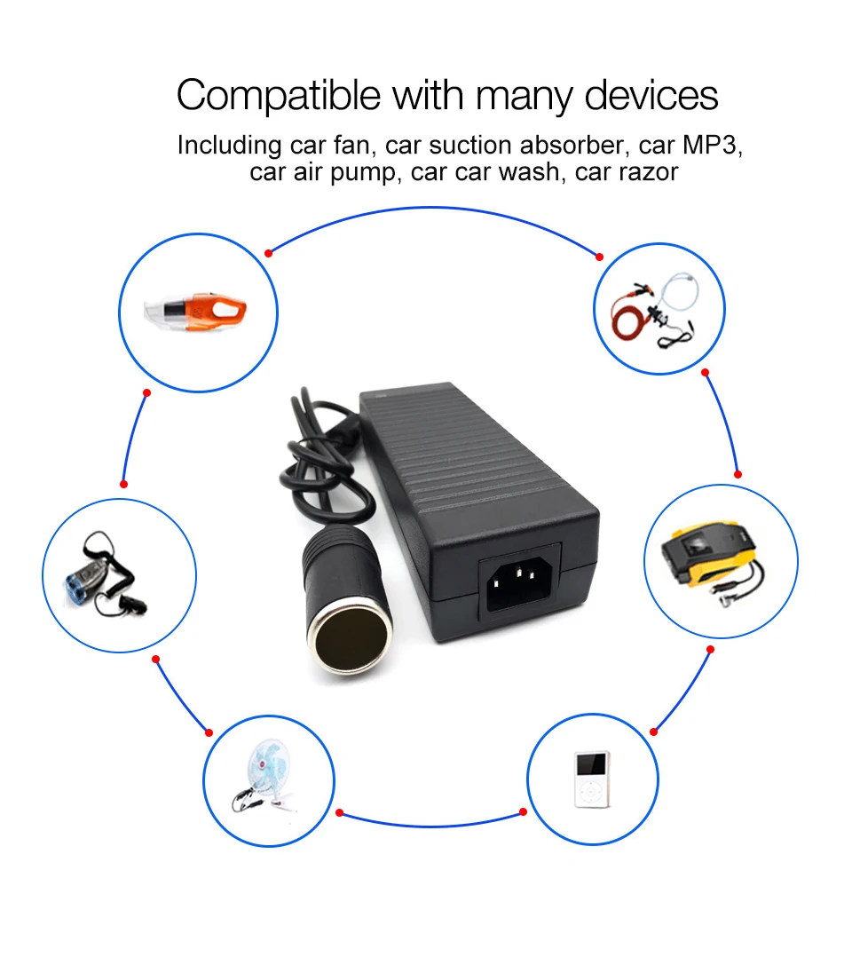 12V 10A Car Cigarette lighter Power AC adapter for Air pump Vacuum Cleaner Air Purifiers DC Power Converter Adaptor Inverter (2)