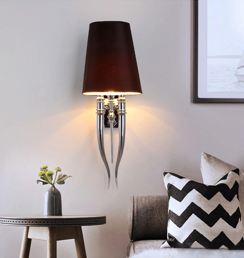 Modern Iron Claw Horn Cloth LED Wall Light Bedroom Bedside Wall Lamp Dining Living Room Wall Sconce Light Fixtures (19)