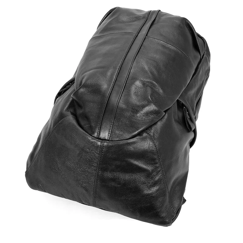 Front Display of Woosir Black Goat Leather Backpack