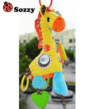 

Plush Infant Baby Development Soft Giraffe Animal Handbells Rattles Brinquedos Handle Toys Hot Selling With Teether Baby Toys