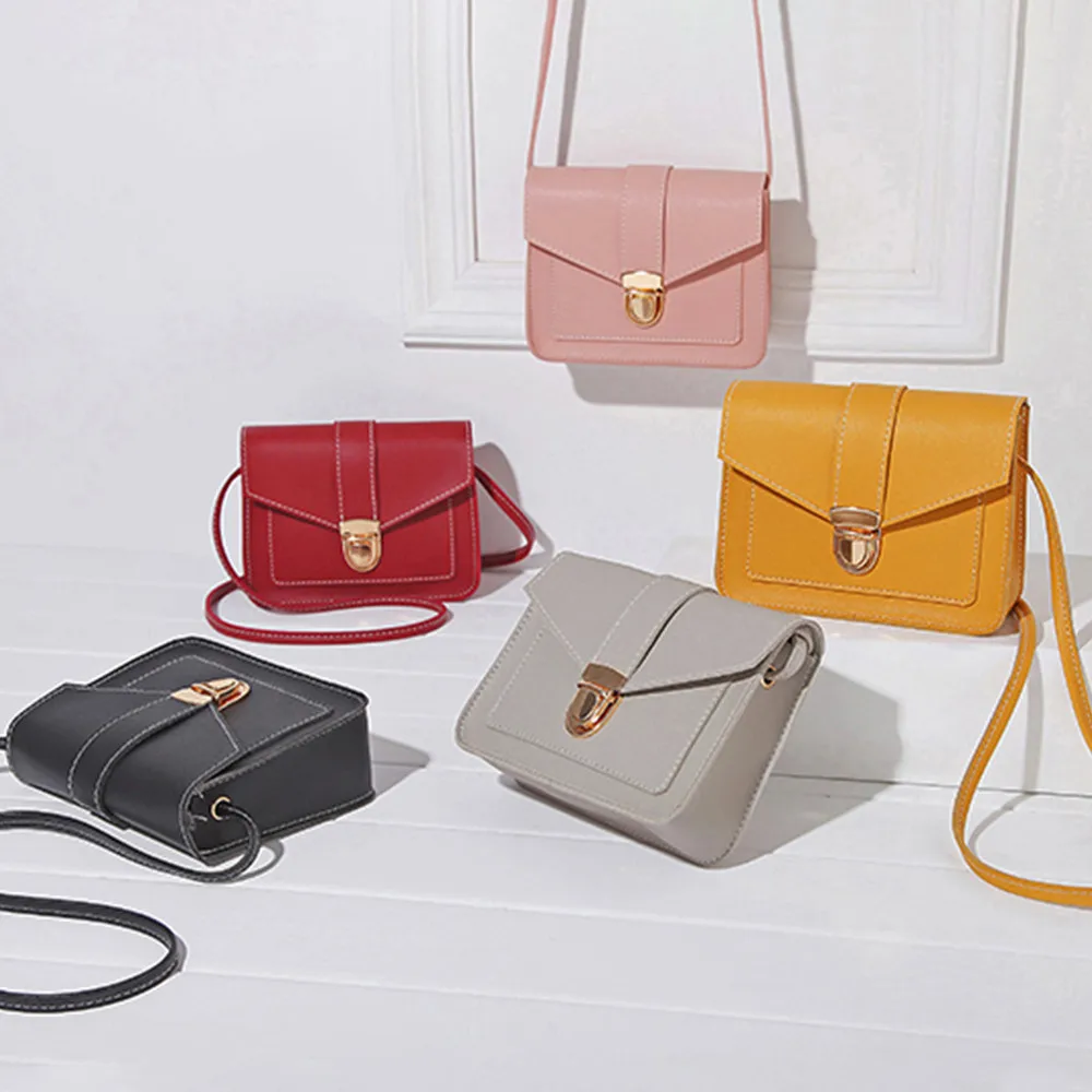 

Women Shoulder Bags Fashion Pure Color Leather Messenger Chest Bag sac main femme pochette femme soir e 2019 purses and handbags