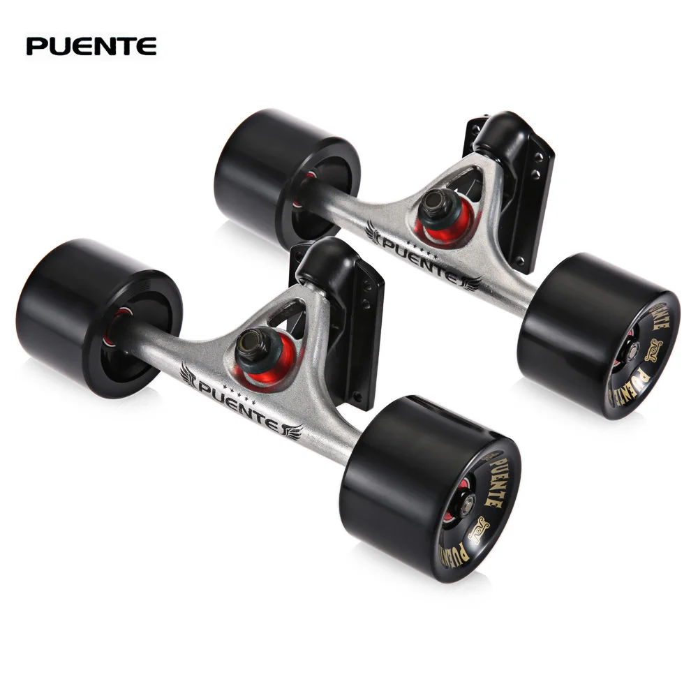 

PUENTE 2pcs/set Skateboard Truck with 70*50mm 4 Skateboard Wheels Riser Pad ABEC - 9 bearings Installing Tool Skateboard Roller