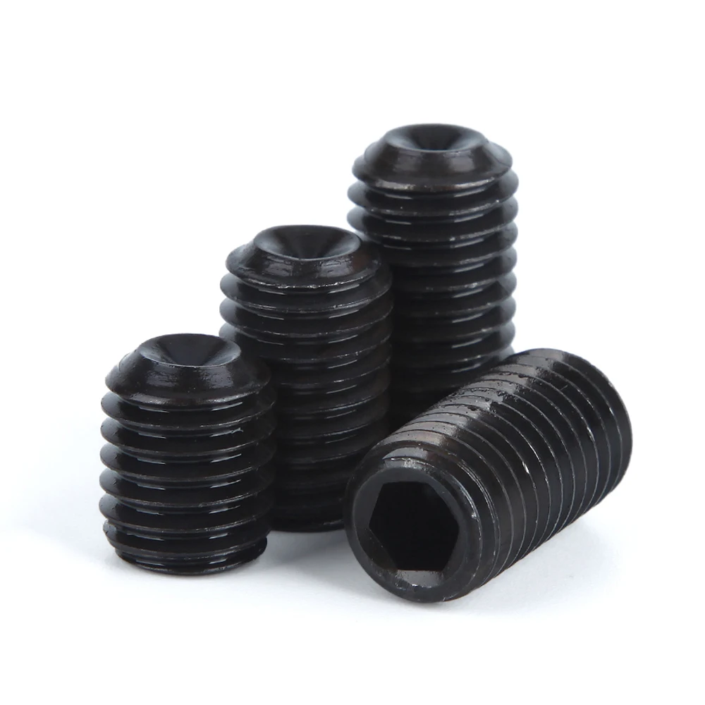 

M4x3-45mm Black Oxidized 12.9 Grade Alloy Steel Allen Socket Cup Point Grub Scerw DIN916 For Car Model DIY