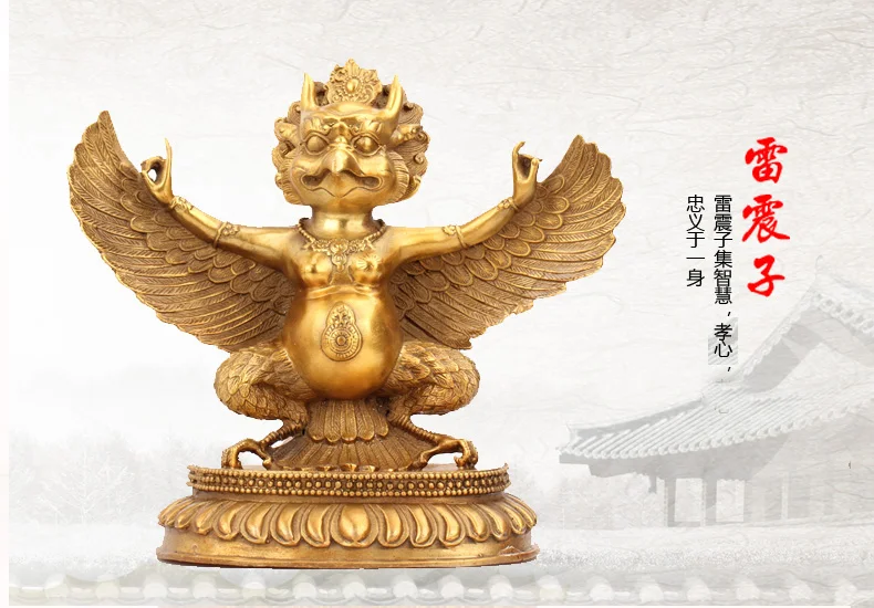 

TOP GOOD 26 CM large # HOME Talisman Protection # KAI GUANG exorcise evil spirits Garuda Dhwaja Garuda Dharma brass statue