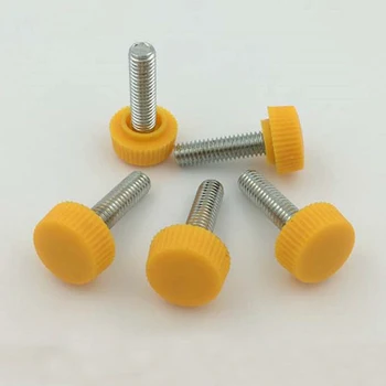 

10Pcs M5 M6 Handle Plastic Screws Round Knurled Head Screw Hand twist adjusting knob Bolts Yellow 8mm-40mm Length #16mm
