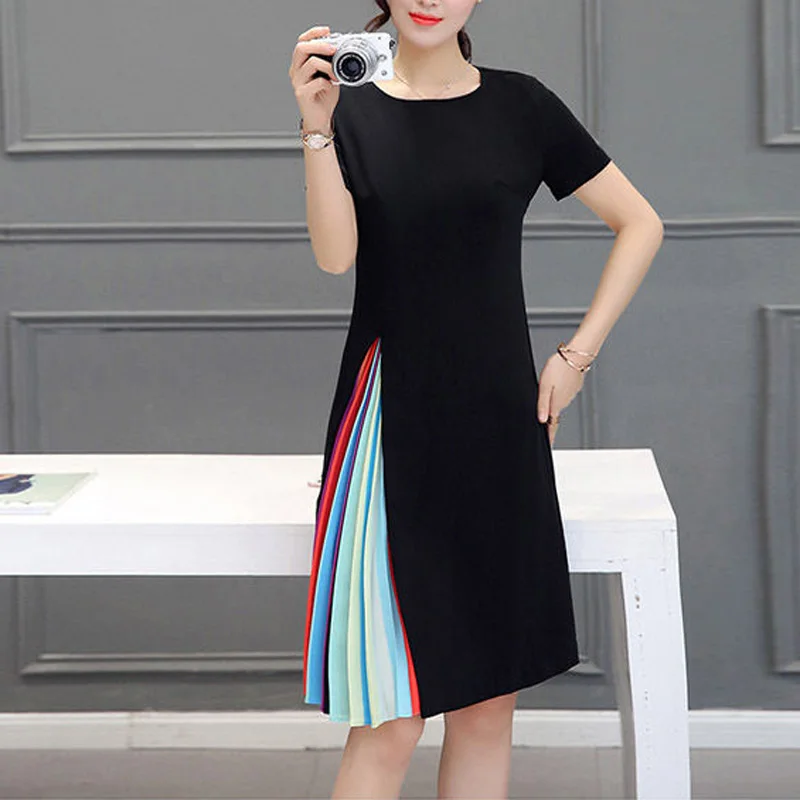 black dress with rainbow pleat