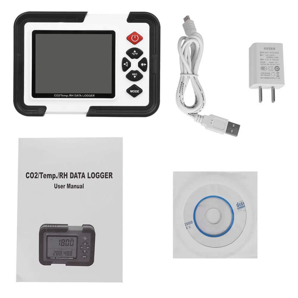 

Hti HT-2000 CO2 Meter LED Display CO2 Carbon Dioxide Detector 9999ppm Temperature Relative Humidity Monitor Gas Analyzer Tester