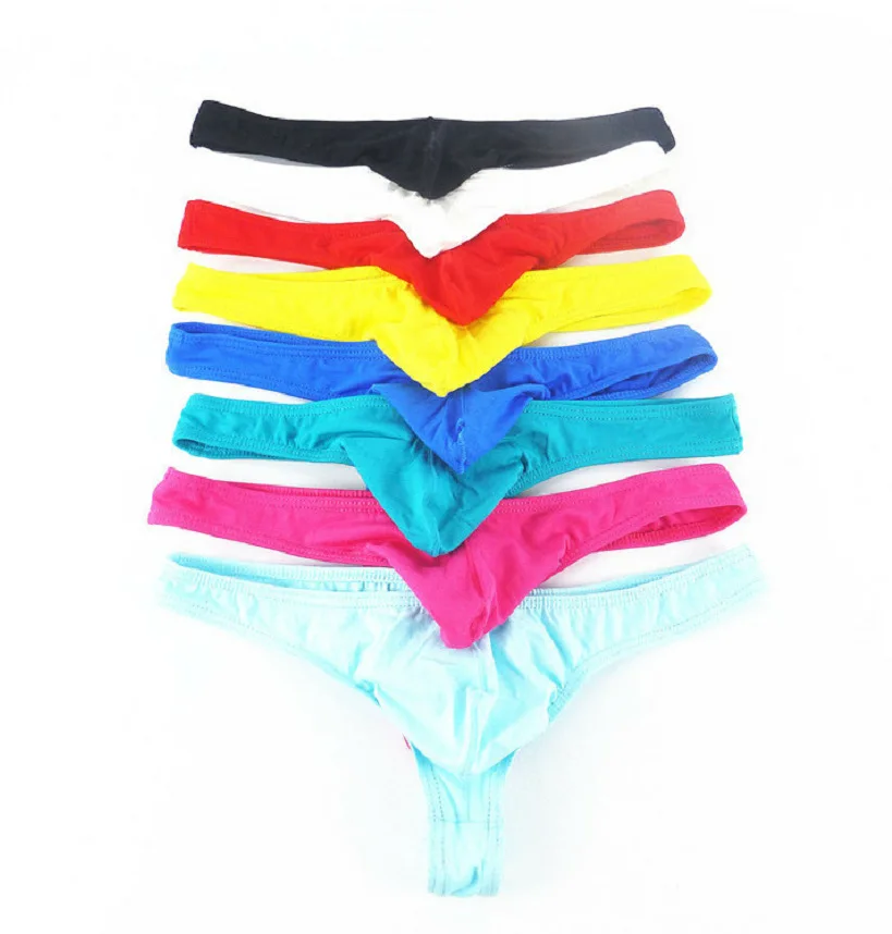 Sexy Gay Underwear Men G string Thong Cotton T panties Lingerie Solid U