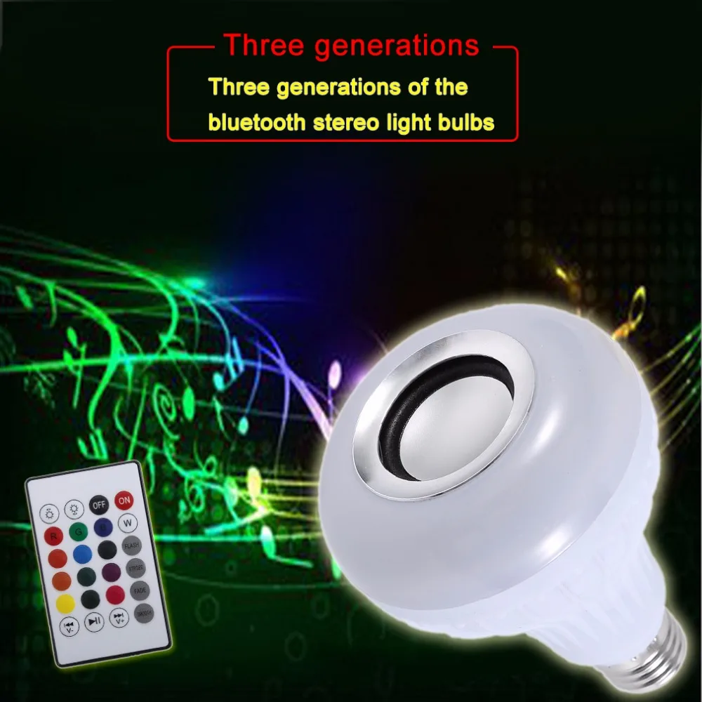 

Wireless Bluetooth Remote Control Mini Smart Audio Speaker LED Music Bulb Colorful Lighting Party Wedding Decorations E27