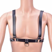 Мужской бондаж мужской PU кожаный жгут Гей Мужской бондаж В взрослой игры Регулируемая пряжка тело Грудь Жгут костюм бандаж