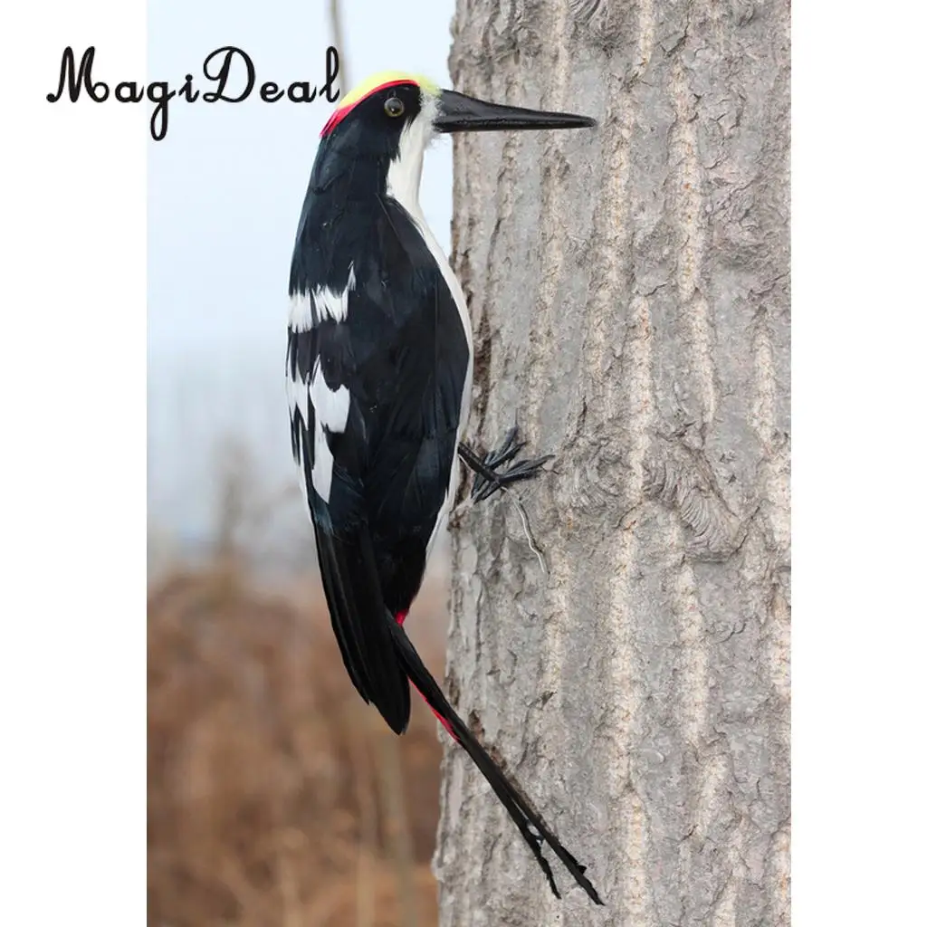 Realistic Artificial Animal Feather Garden Figure Woodpecker Bird Model Home Park Garden Tree Ornament Decor