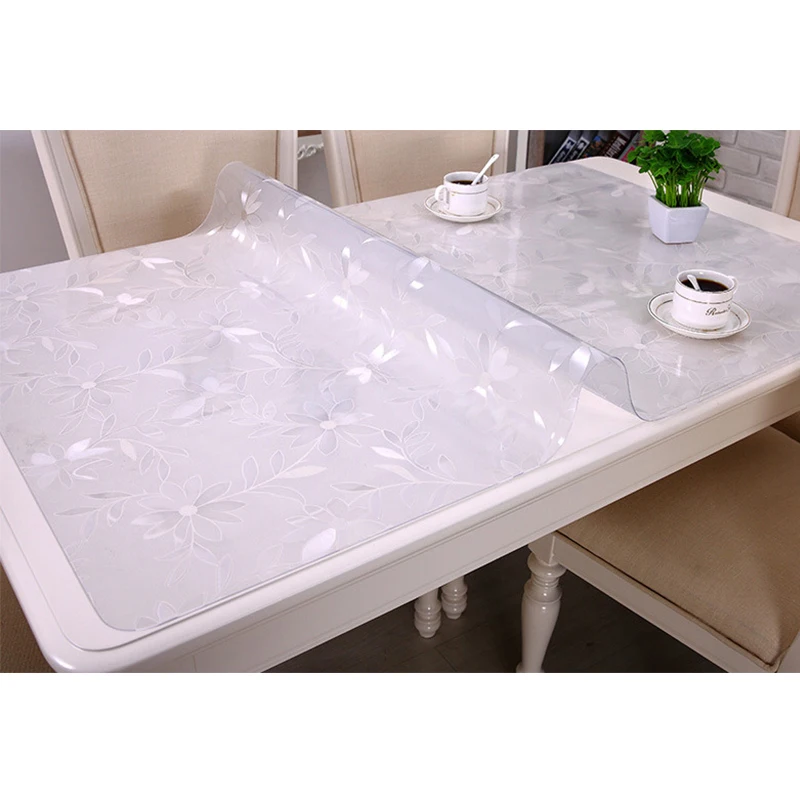 1PC PVC Waterproof Tablecloth Home Textile Kitchen Table Cover Oil cloth Soft Glass Tablecloth Thickness 1mm